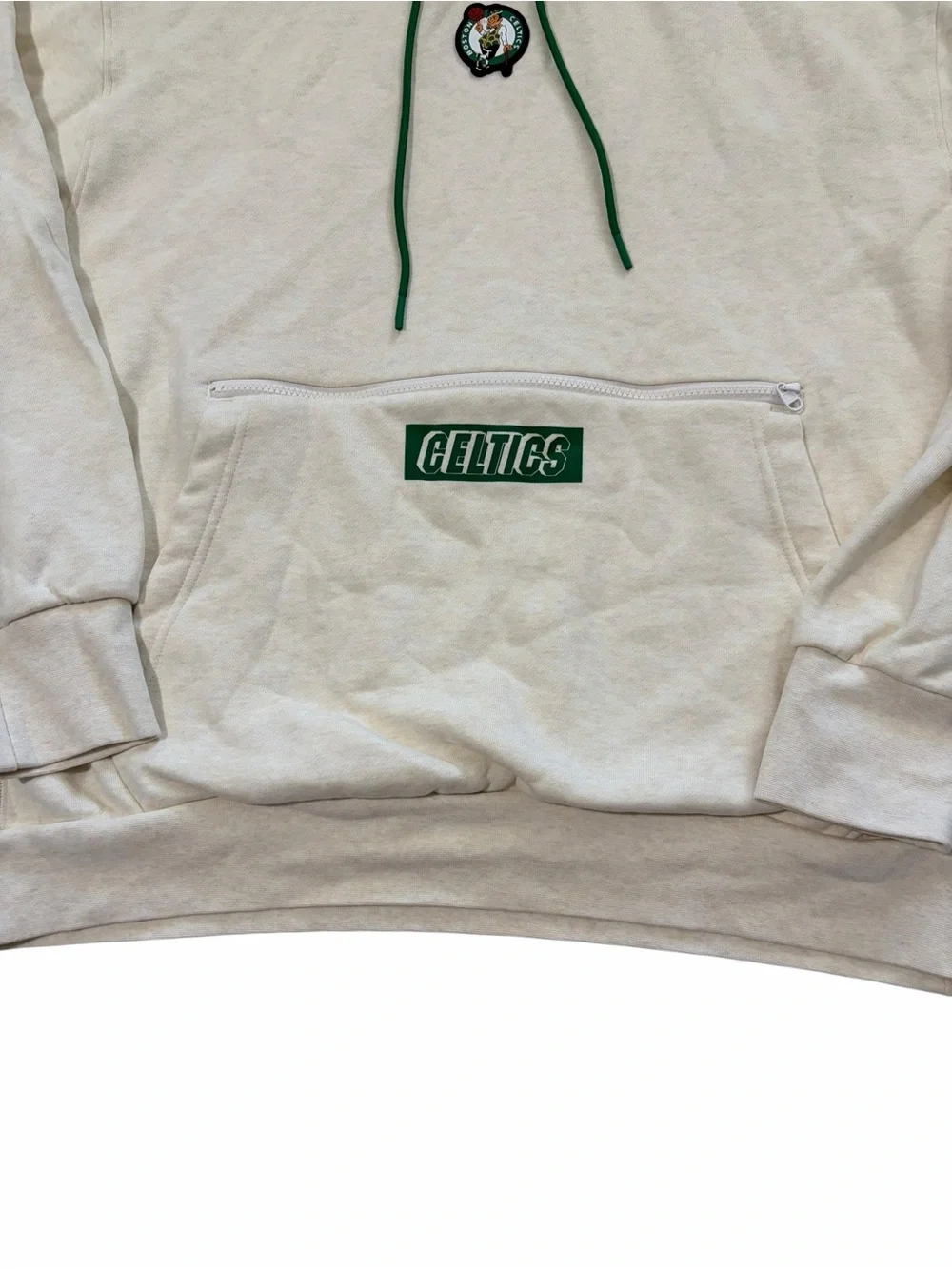 Nike NBA Boston Celtics Courtside Hoodie Mens 2XL Cream Pullover Sweatshirt